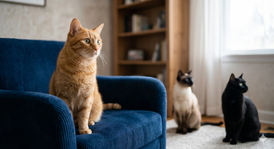 Muitos tutores se assustam ao ver seus gatos encarando paredes vazias por longos minutos