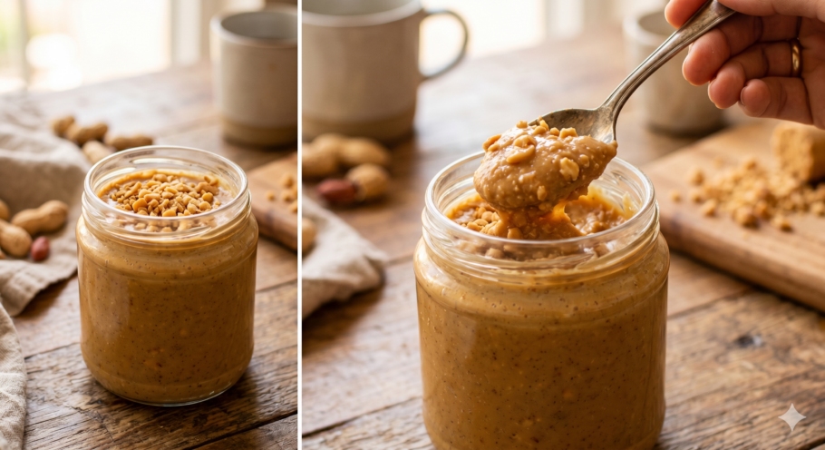 Paçoca com textura cremosa para comer de colher