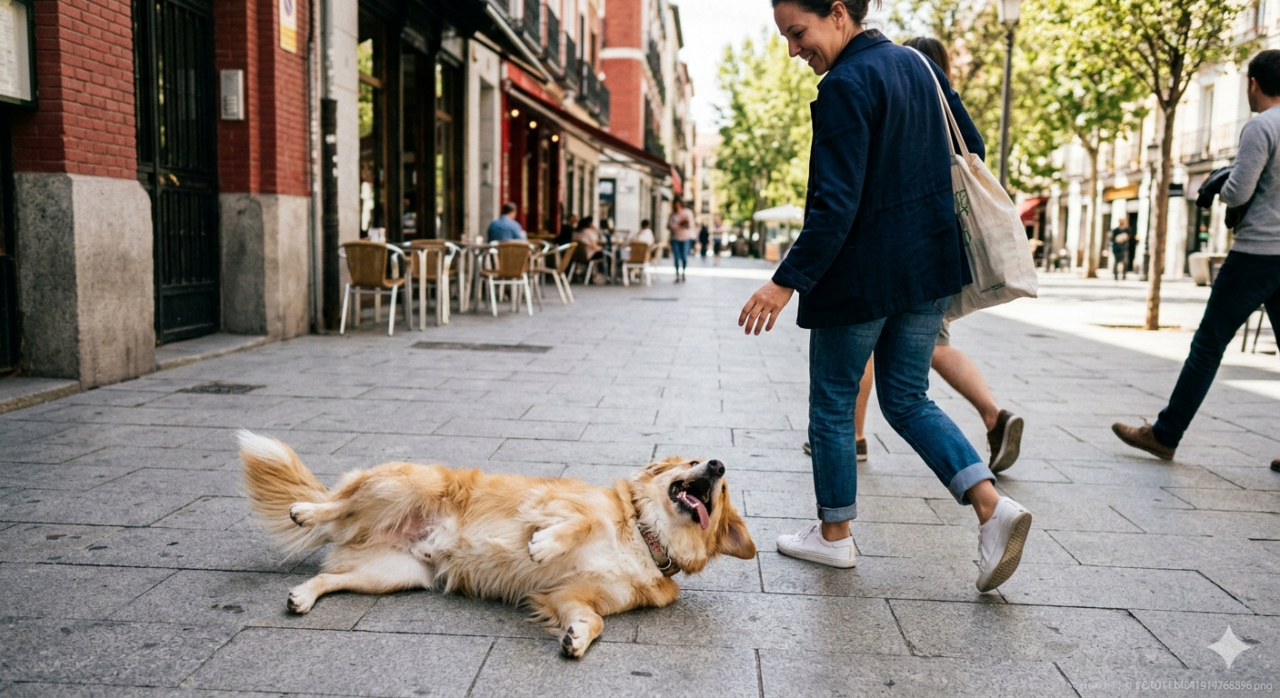 Acariciar cães na rua