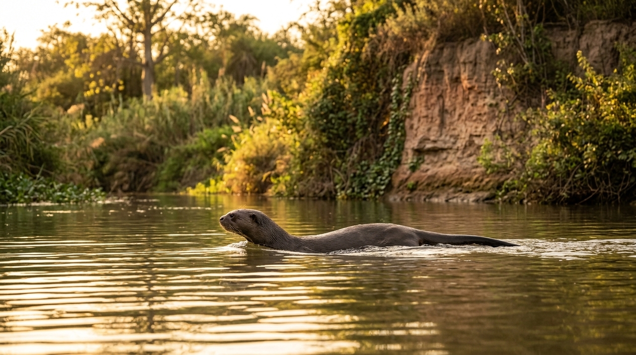 A lontra-gigante, também conhecida como ariranha no Brasil, é o maior mustelídeo do mundo