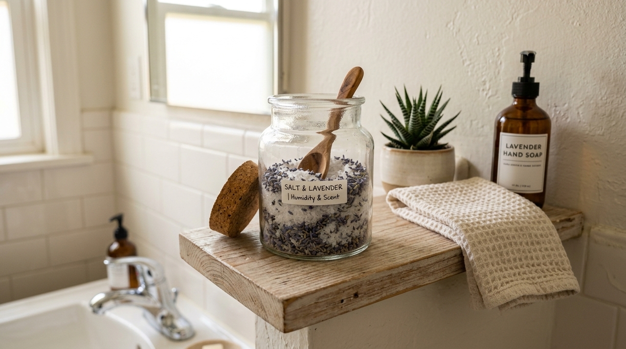 A combinação de lavanda com sal grosso reúne um sólido com alta capacidade de absorção e um aroma concentrado e agradável.