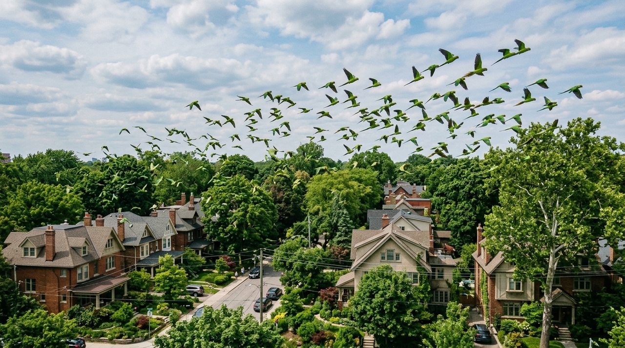 Essas aves verdes não visitam os quintais por mero acaso, pois costumam planejar rotas frequentes em busca de proteção.