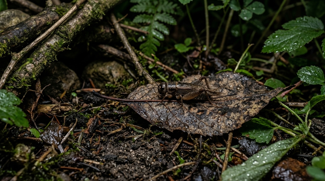 Grilos aparecem com mais frequência em solos que mantêm umidade moderada, matéria orgânica e pequenos abrigos naturais.