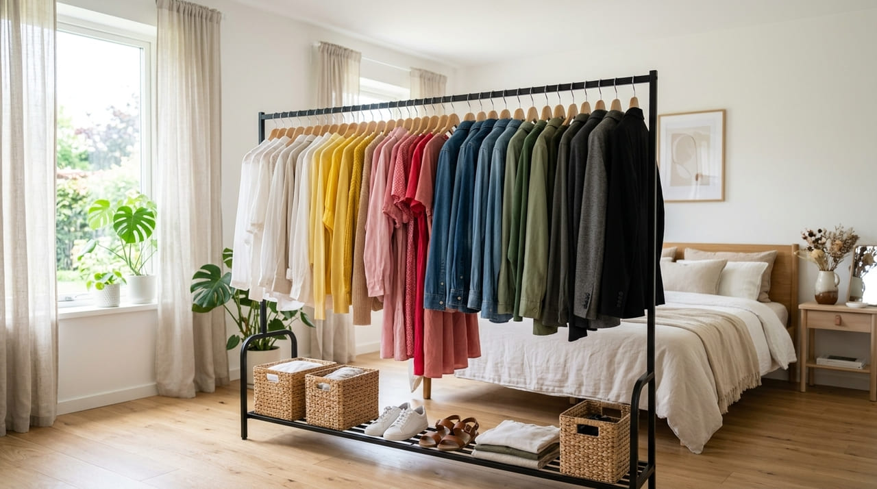 Estruturas abertas permitem a circulação de ar contínua e evitam o surgimento de mofo nas roupas.