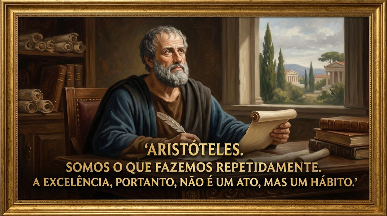 A excelência humana não é um ato isolado, mas sim o resultado direto da repetição constante de nossas ações diárias.