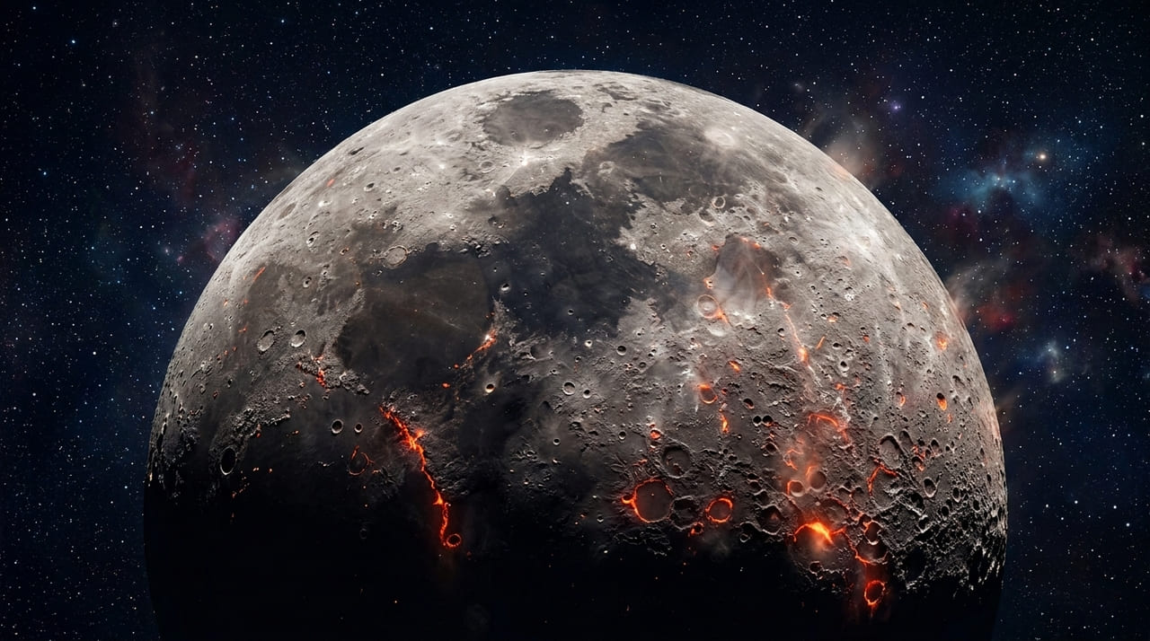 O resfriamento do oceano de magma formou uma crosta sólida sobre camadas minerais instáveis.