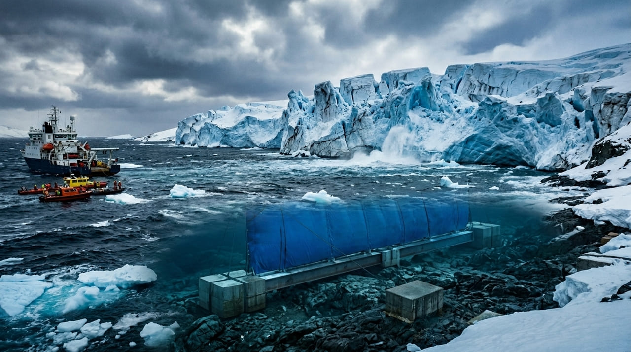 Pesquisadores realizam testes de protótipos em fiordes noruegueses antes de avaliar a viabilidade técnica e ambiental da barreira na Antártida.