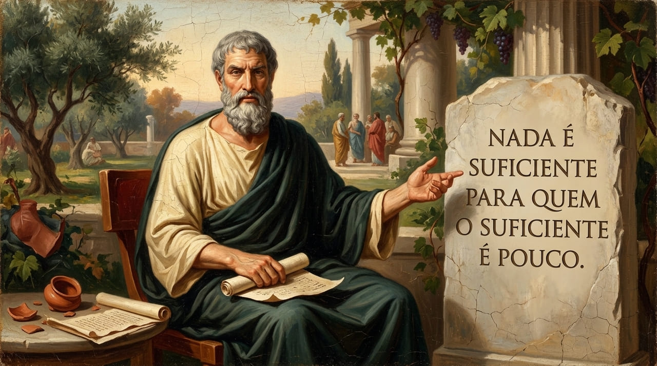 A filosofia de Epicuro nos ensina que a verdadeira paz de espírito reside em saber apreciar o suficiente.