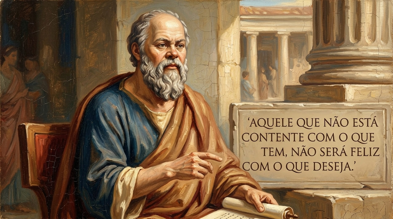 A sabedoria de Sócrates nos lembra que a verdadeira felicidade reside em valorizar o que já possuímos.
