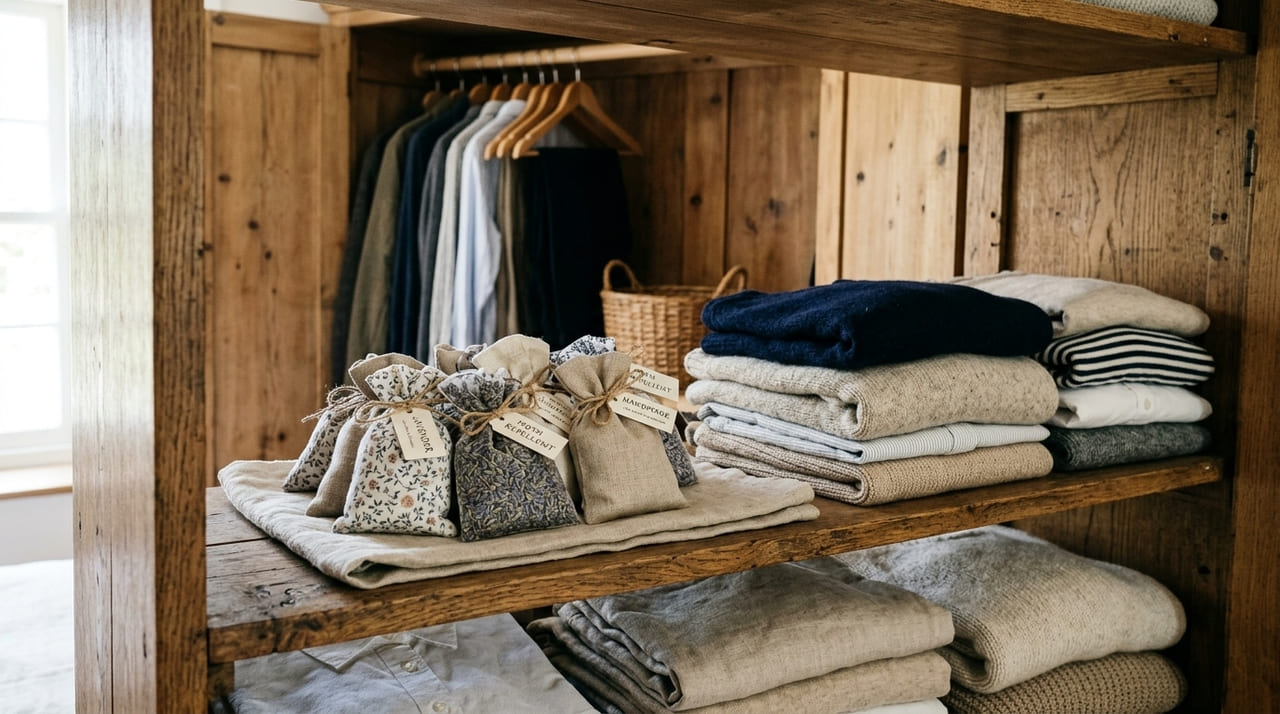 O uso da lavanda em closets protege a estrutura de fibras nobres e evita a penetração de odores externos.