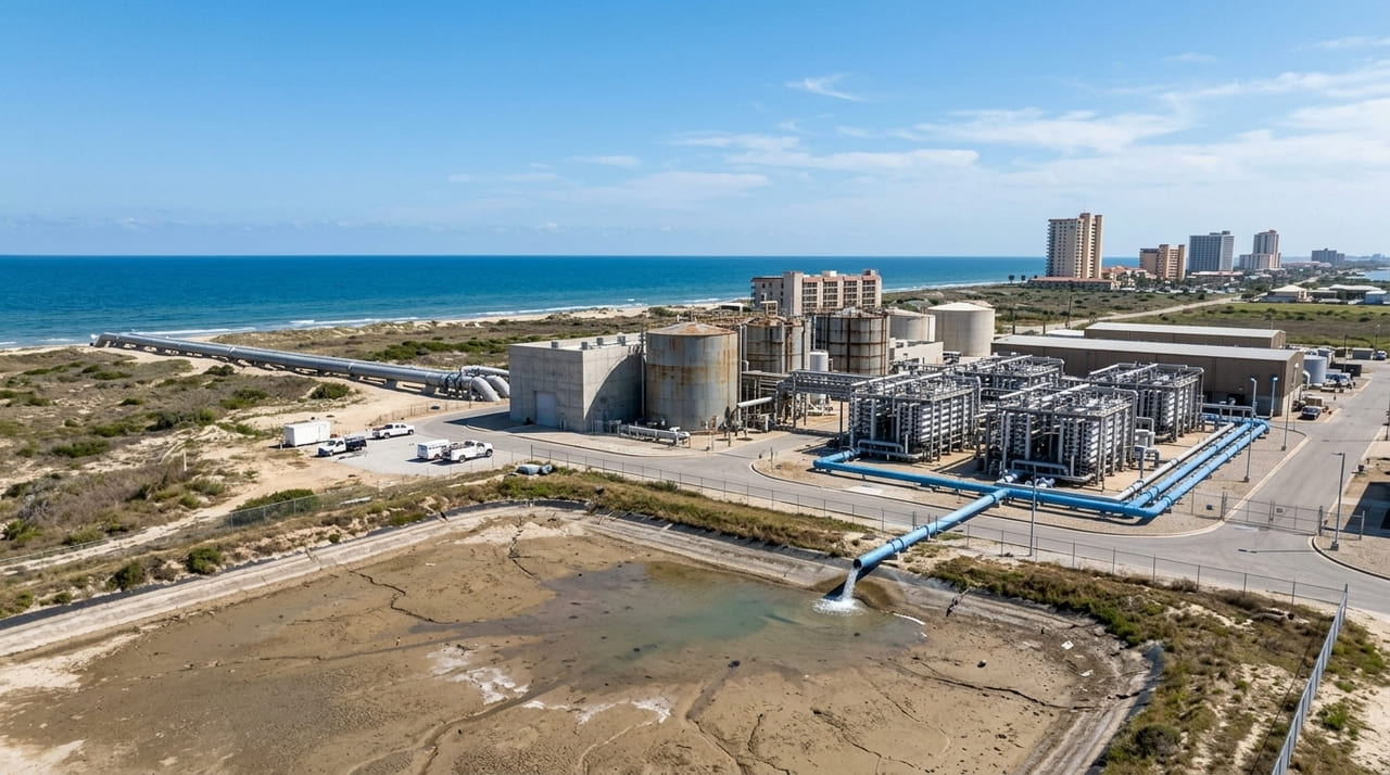 A nova planta de dessalinização em South Padre Island utilizará tecnologia de osmose reversa para produzir milhões de galões diários.