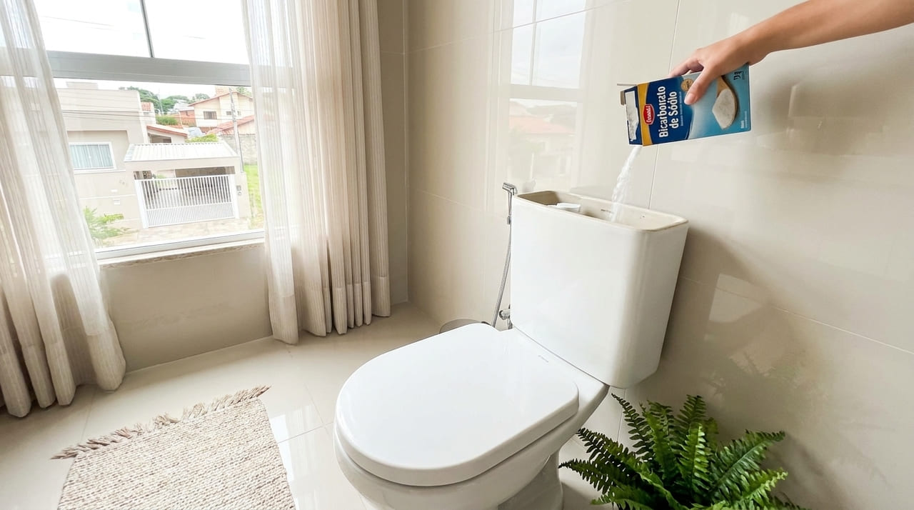 A aplicação direta do produto na caixa acoplada garante a higienização contínua do vaso sanitário e evita o acúmulo de bactérias.