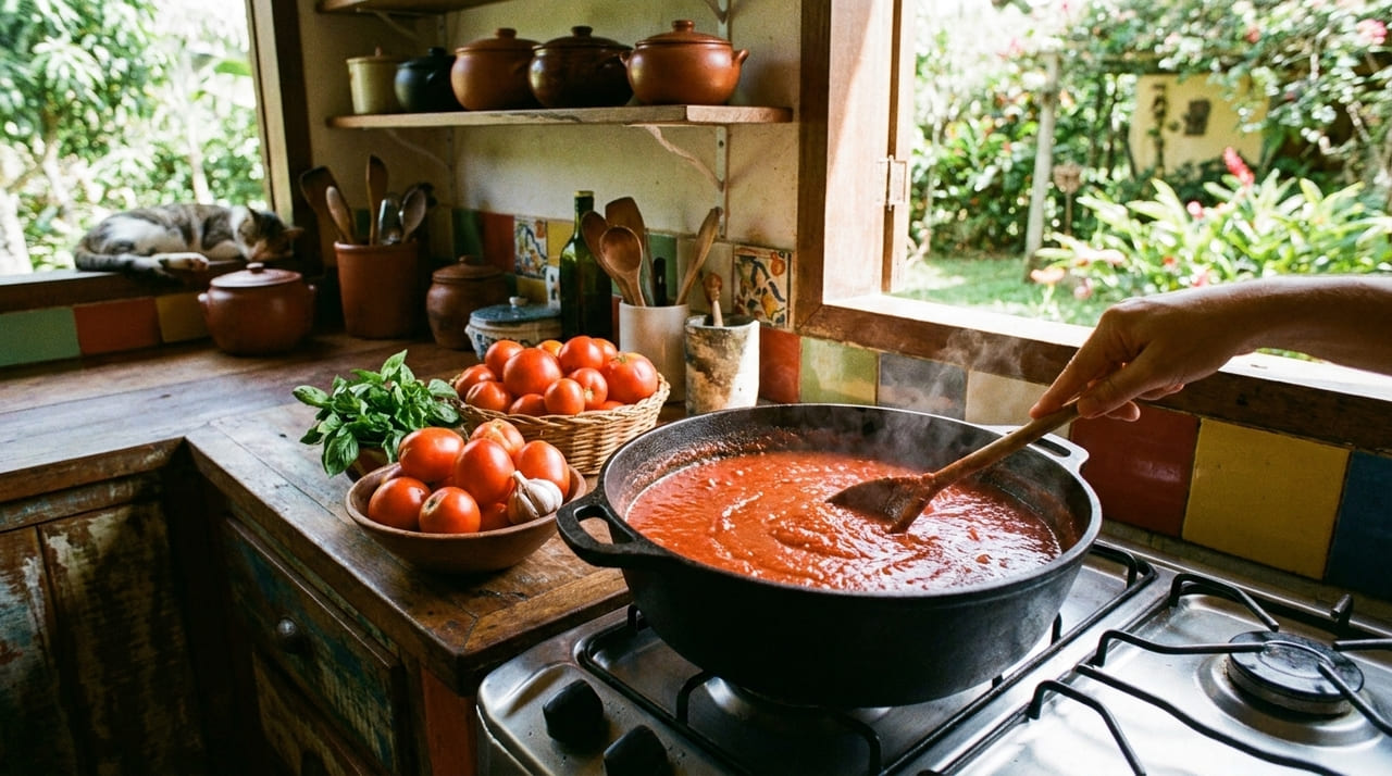 O uso de ingredientes maduros e o cozimento lento garantem a doçura natural dos alimentos sem a necessidade de açúcar.