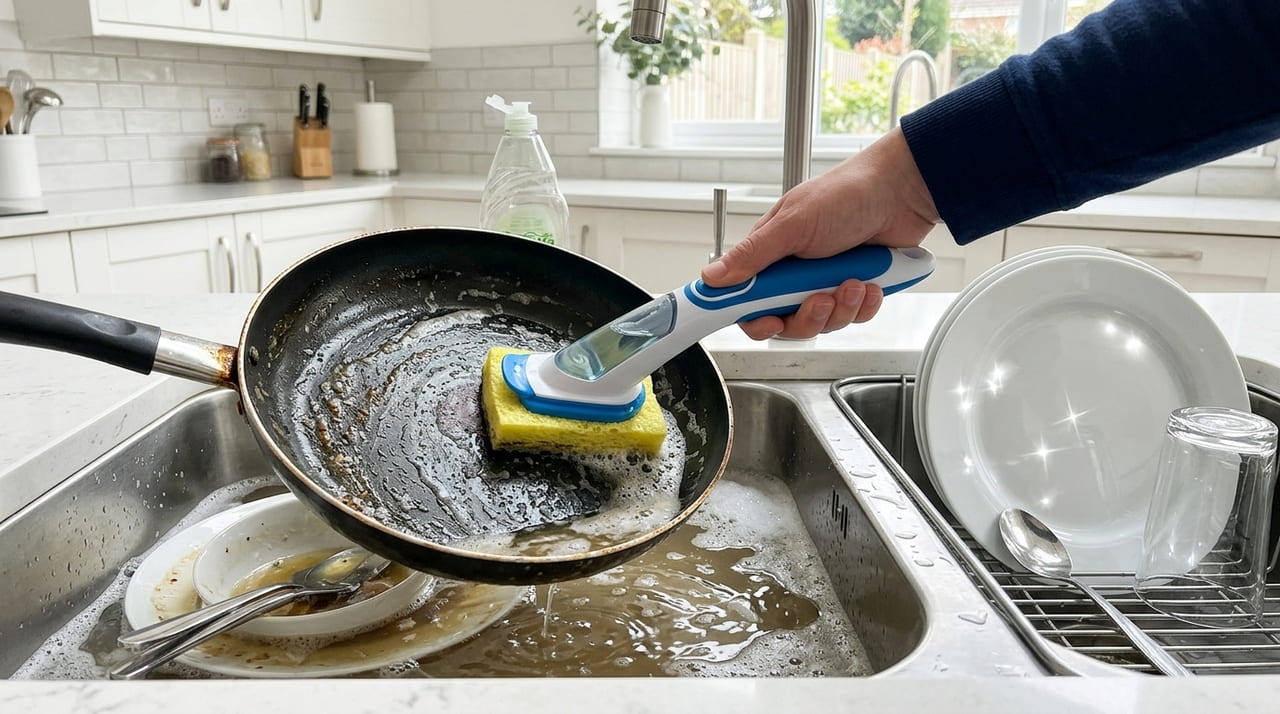 Ferramentas modernas com reservatório de detergente garantem economia de produto e protegem a saúde da pele durante a higienização.