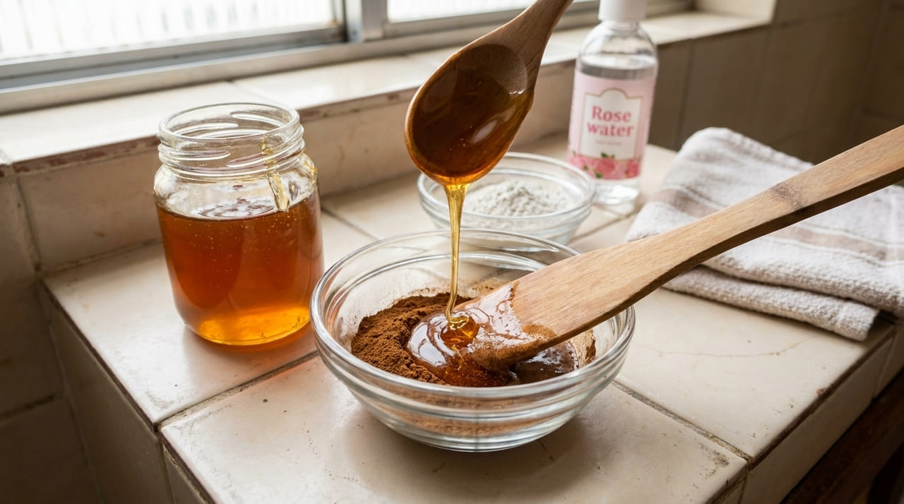 A combinação de canela e mel atua como um potente anti-inflamatório natural para purificar os poros e reduzir a vermelhidão da pele.