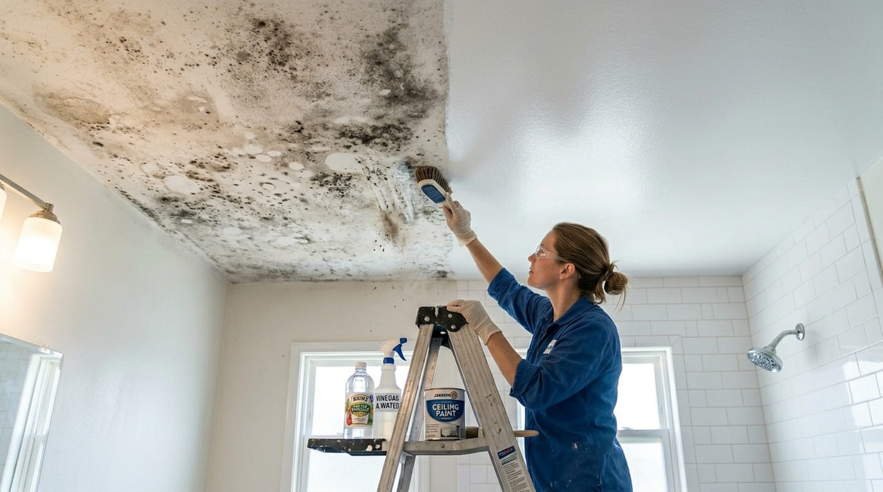 A aplicação de vinagre antes da pintura elimina fungos e garante a aderência do acabamento em ambientes úmidos.