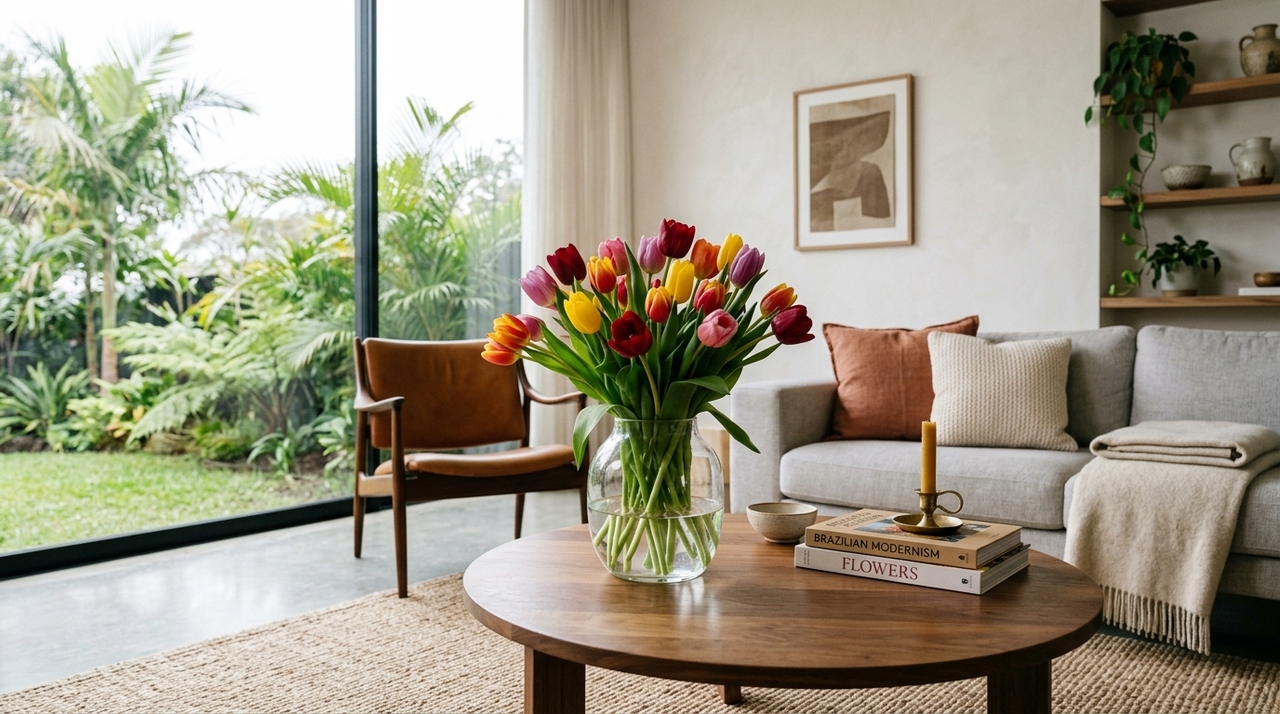 As tulipas holandesas oferecem sofisticação e cores vibrantes que transformam a decoração de ambientes modernos.