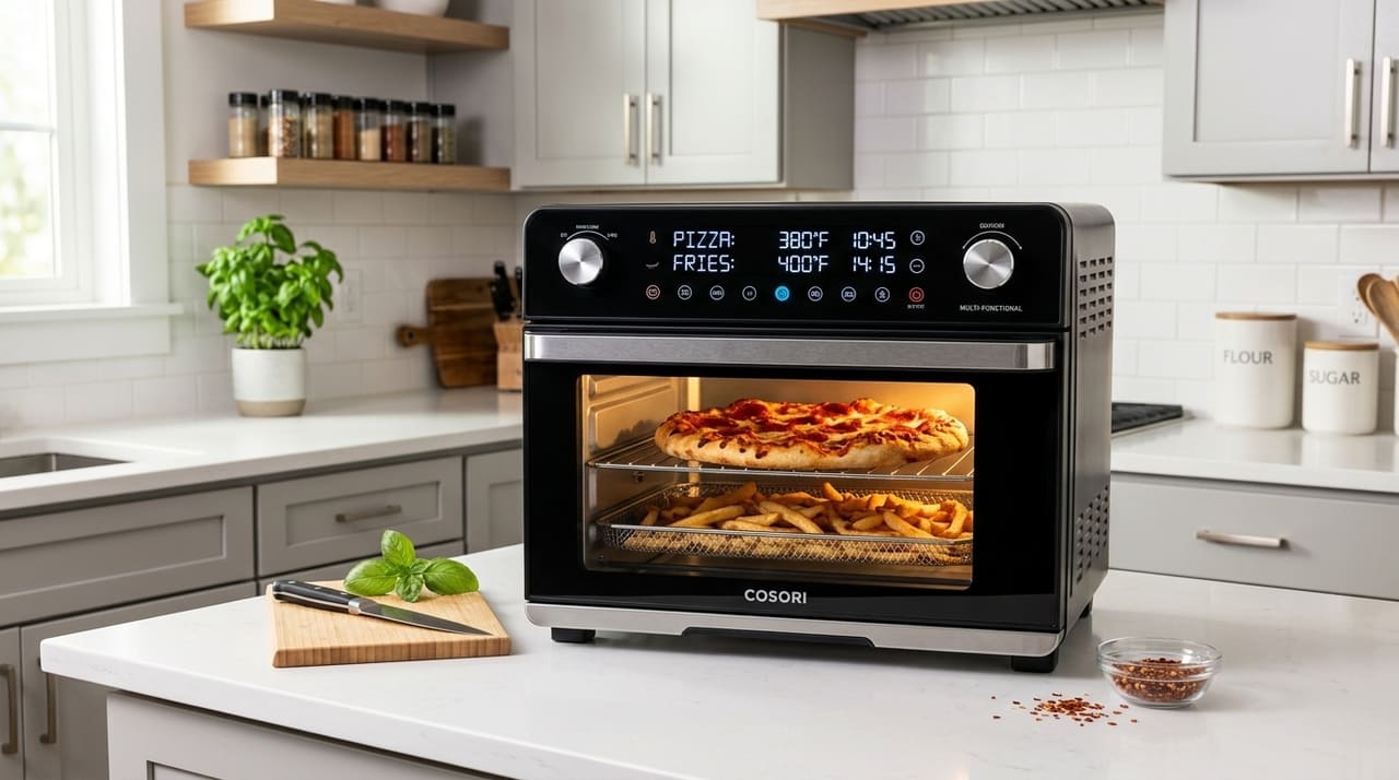 A tecnologia de convecção e o painel digital garantem receitas saborosas com o mínimo de sujeira e organização visual na cozinha.