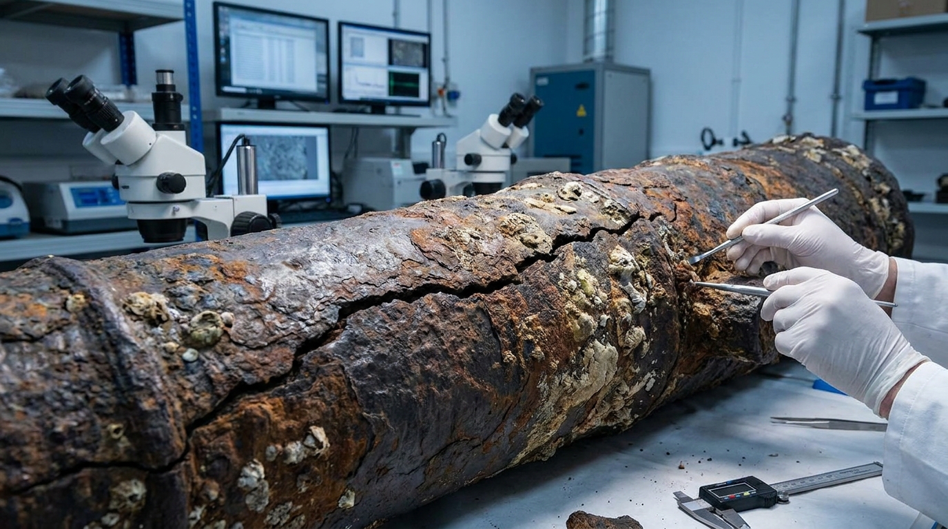 Operários da construção civil no norte da Inglaterra estavam escavando em terreno comum quando acharam um canhão de 2.200 libras que pode estar enterrado há mais de 300 anos