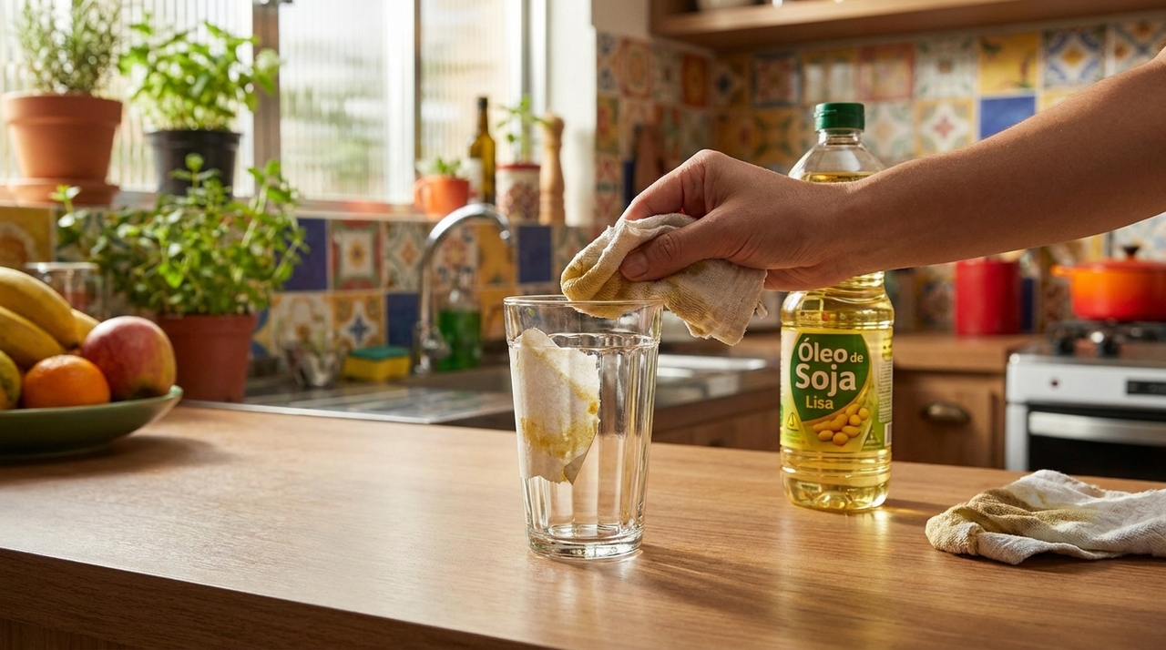 Utilizar óleo de cozinha dissolve a cola de etiquetas sem riscar o acabamento dos utensílios novos.