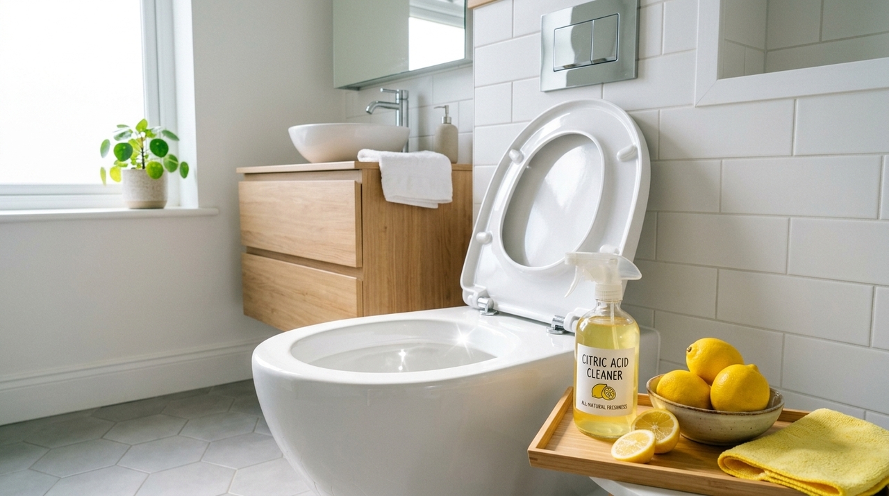 O ácido cítrico é um aliado poderoso para remover manchas do vaso sanitário sem o uso de produtos químicos agressivos.