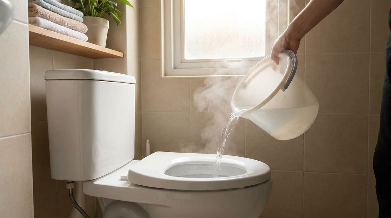 Por que você deve jogar água quente no vaso sanitário uma vez por semana