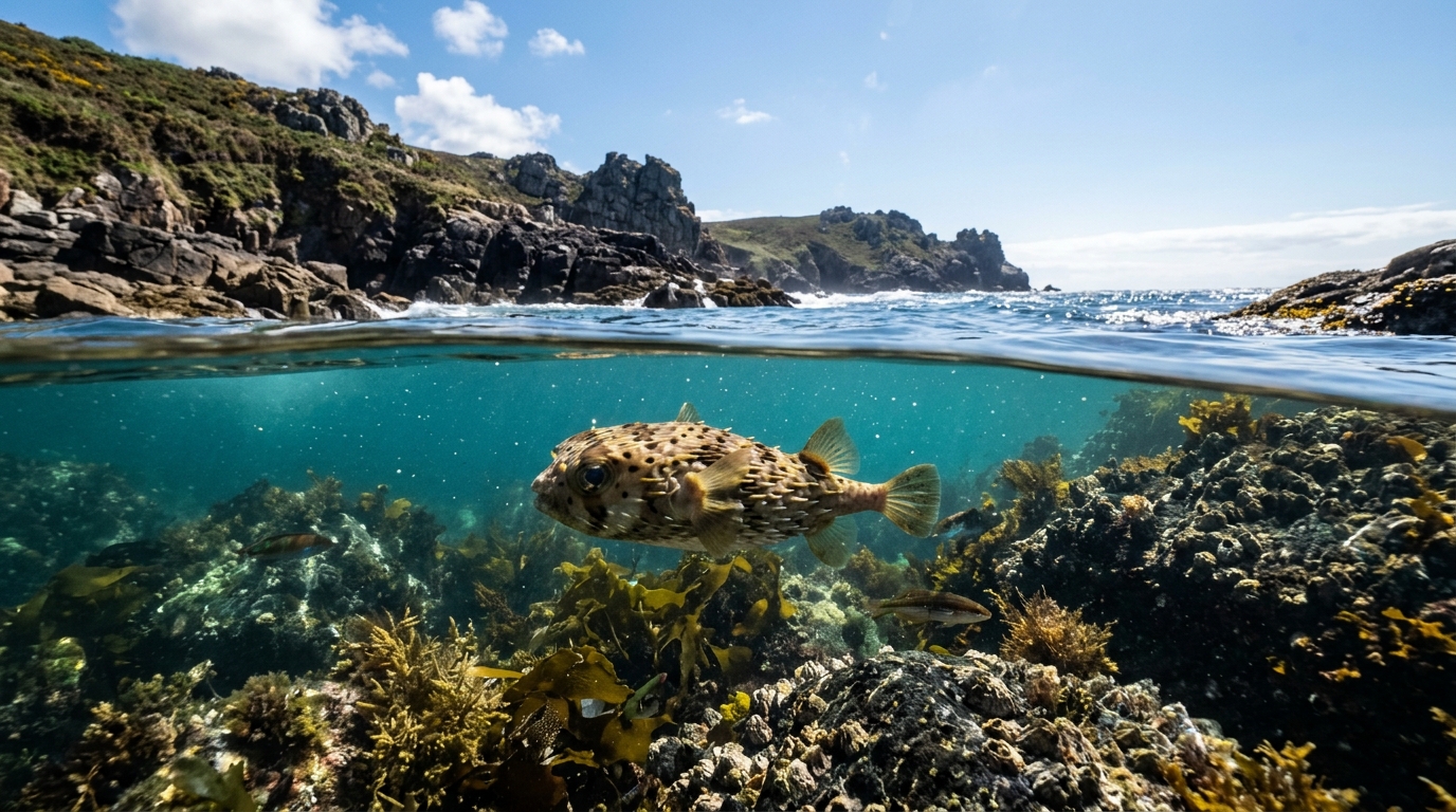 A presença do peixe-balão na Galiza é um sinal alarmante do aquecimento global alterando os habitats marinhos.