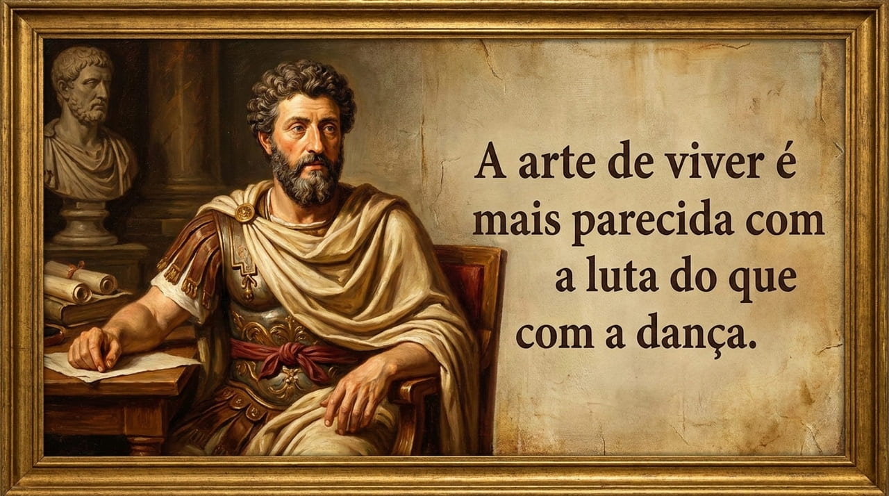 A filosofia estoica de Marco Aurélio propõe que viver exige uma postura firme e resiliente comparada ao preparo de um lutador.