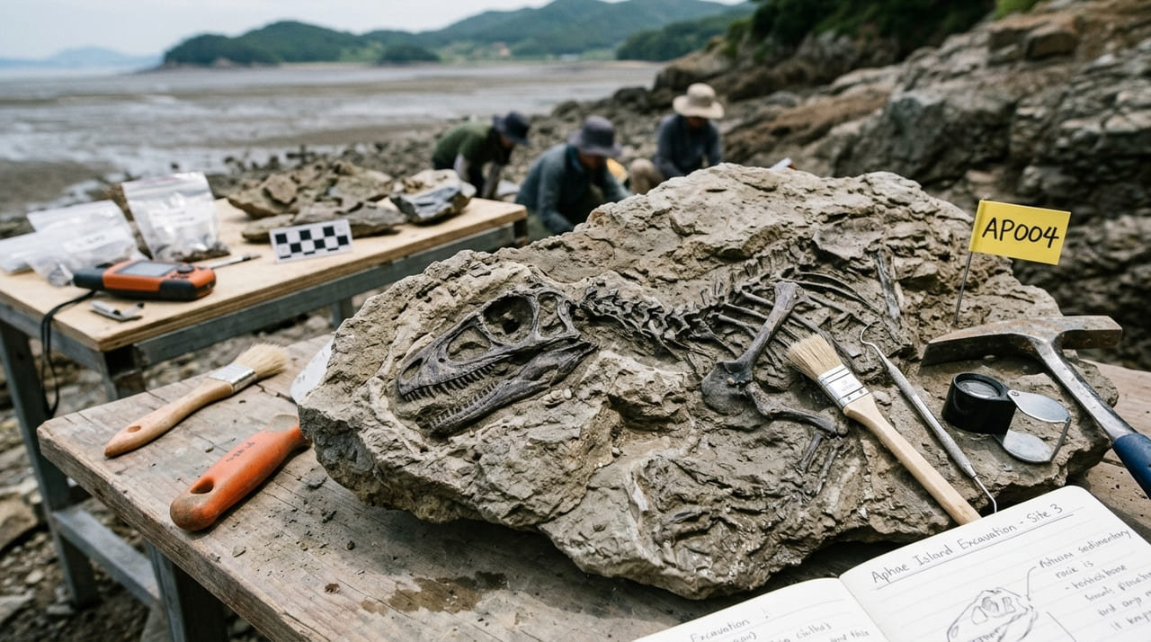 O achado do Doolysaurus huhmini na Ilha Aphae fornece dados inéditos sobre o desenvolvimento juvenil dos neornitísquios.