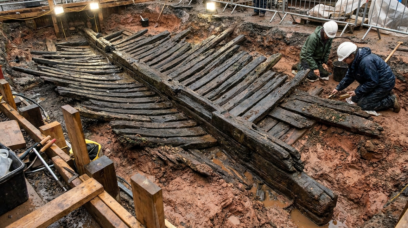 Escavações para um túnel ferroviário revelaram seis embarcações históricas preservadas sob o solo portuário da Suécia.