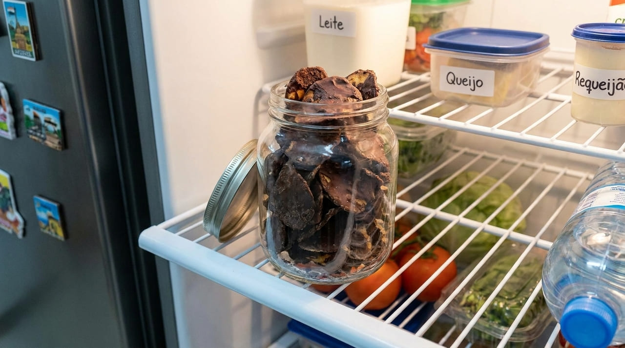 O uso da cobertura de chocolate sobre a batata chips proporciona uma experiência sensorial única com poucos ingredientes.