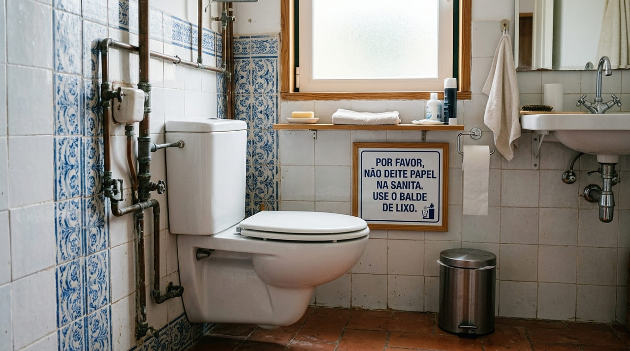 Respeitar as limitações do sistema sanitário garante uma hospedagem tranquila e livre de problemas hidráulicos.