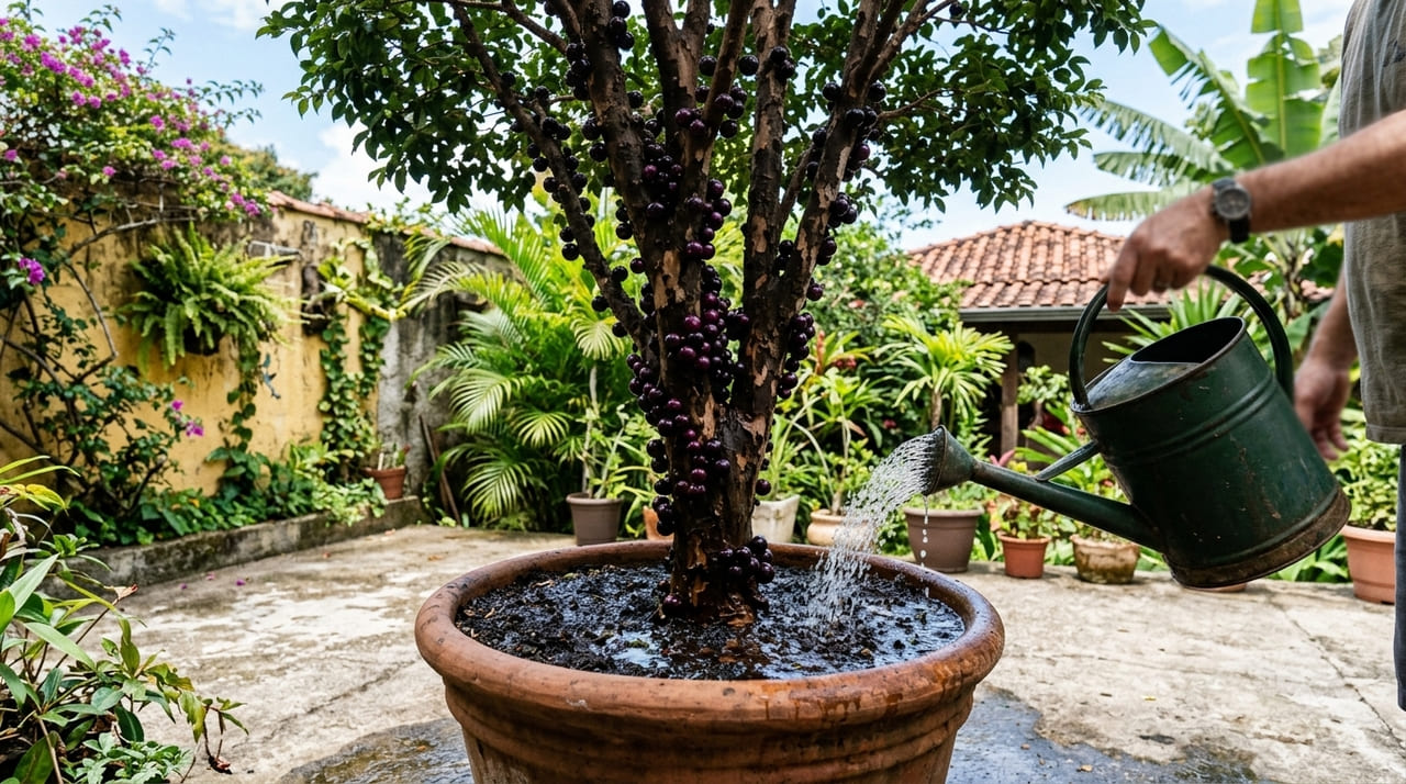 A rega focada nas bordas do vaso estimula as raízes capilares e garante uma colheita mais doce.