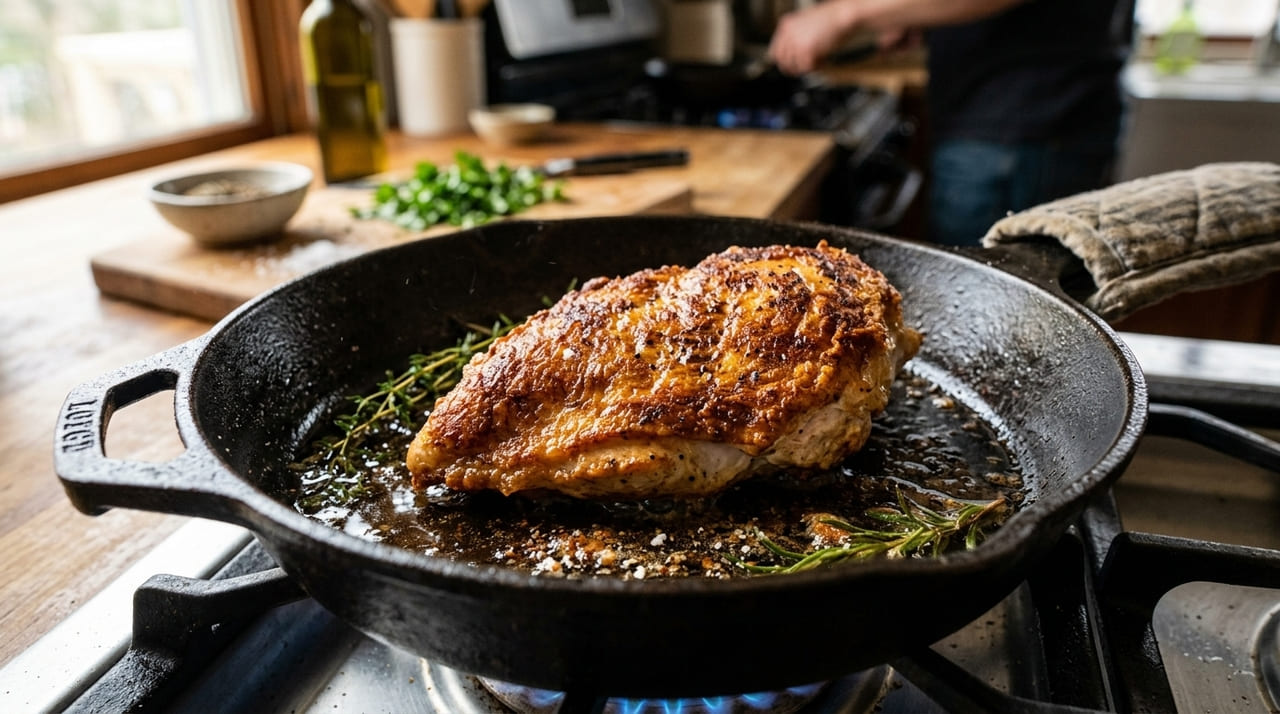 Secar a superfície da carne com papel toalha garante uma selagem perfeita e evita que o alimento cozinhe no próprio vapor.¢