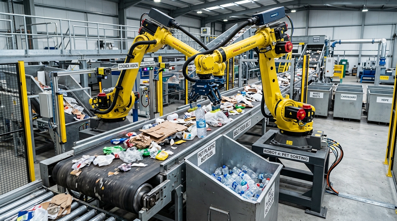 Robôs de triagem e braços mecânicos garantem eficiência e segurança no processamento de materiais retirados das águas.