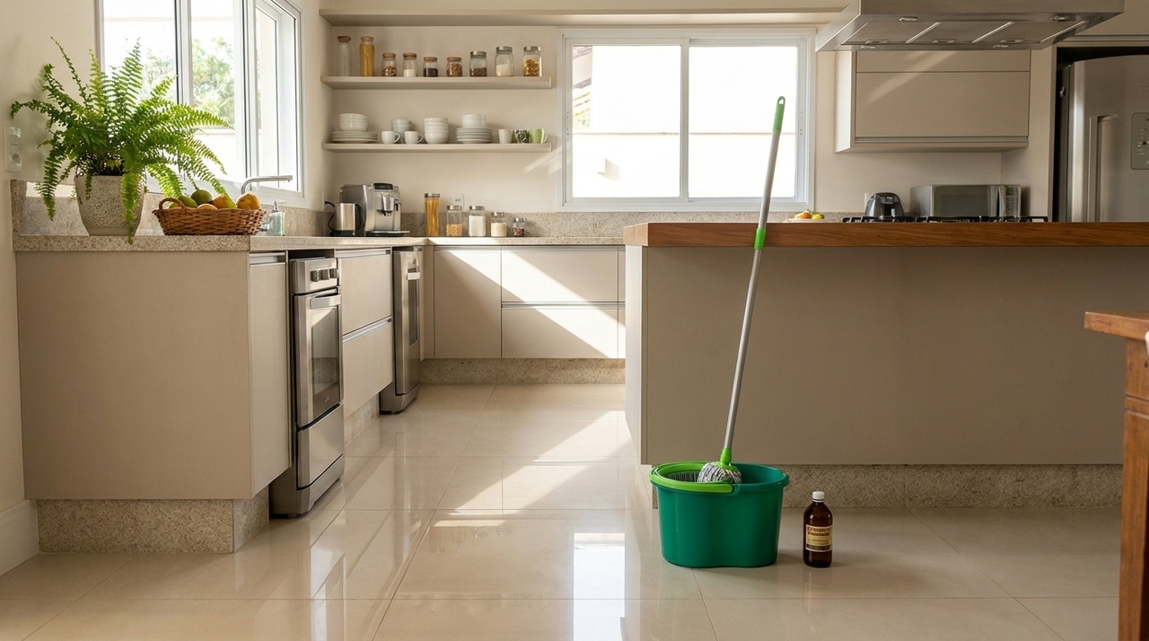 A substituição de produtos ácidos por essência de baunilha preserva a integridade dos pisos e cria um ambiente acolhedor.