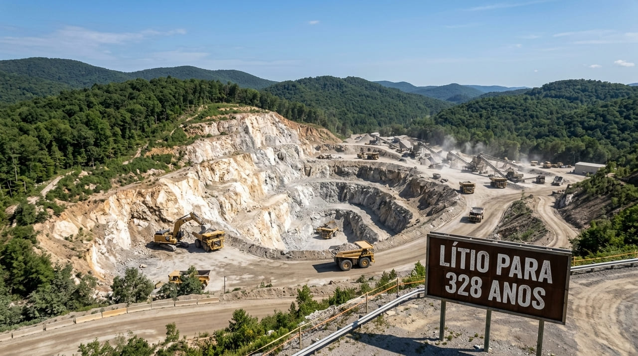 O potencial mineral dos Apalaches é suficiente para equipar 130 milhões de veículos elétricos e reduzir a dependência de importações.