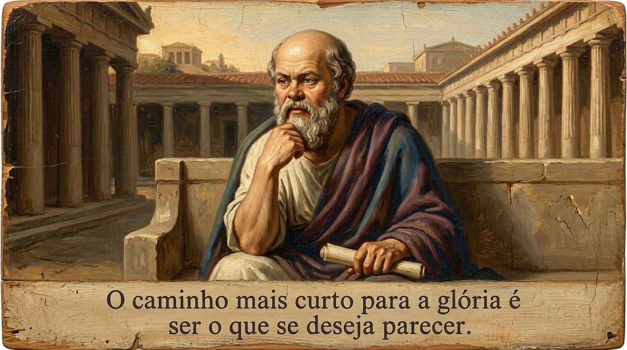 Para Sócrates, a verdadeira grandeza nasce da perfeita harmonia entre o ser e o parecer.