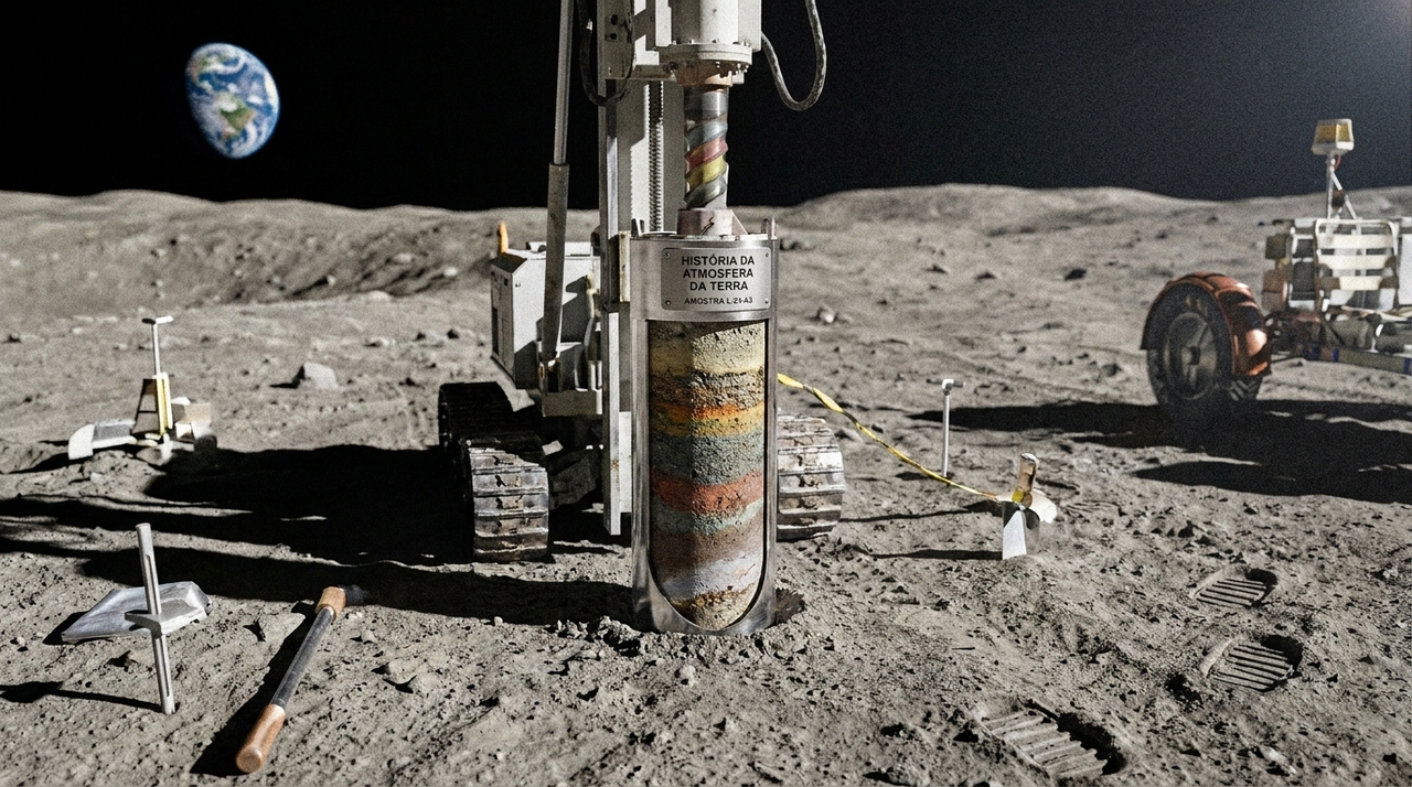 As camadas de solo lunar preservam assinaturas químicas da atmosfera terrestre acumuladas ao longo de bilhões de anos.