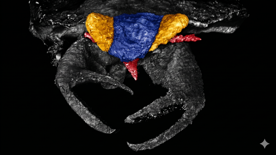 Tomografia computadorizada da espécie de inseto recém-descoberta, com suas garras características