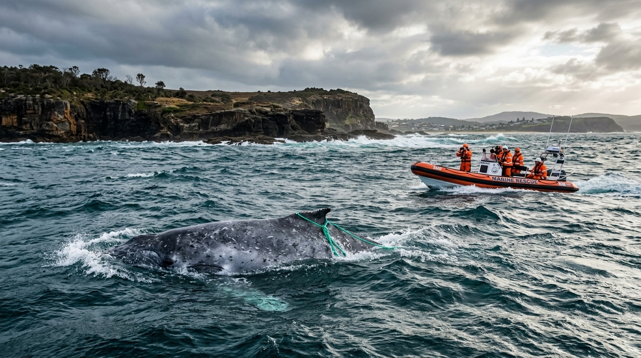 A situação alarmante foi relatada por uma embarcação de turismo perto de Cape Wellington.