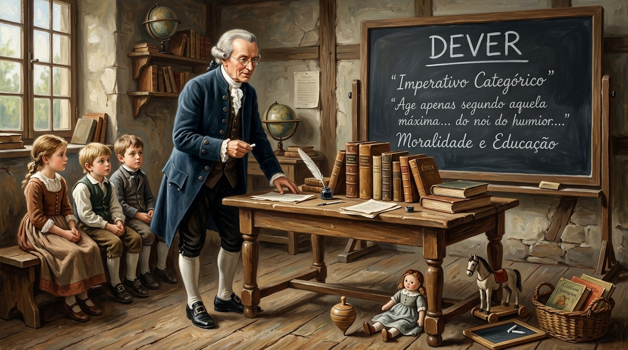 Kant defendia que a criança deveria compreender o valor da ação correta independentemente de recompensa imediata.