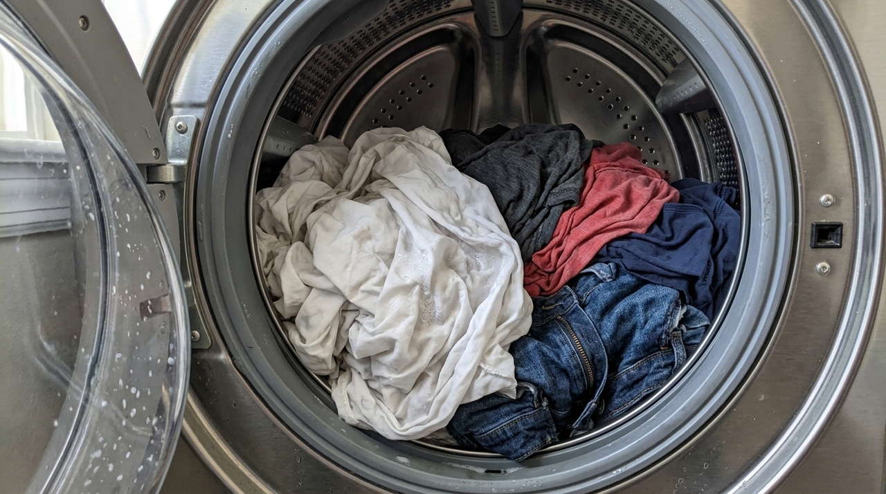 Quando peças pequenas e pesadas, como jeans e toalhas, se enroscam nos lençóis, formam bolas de tecido que atrapalham a circulação de água e sabão.