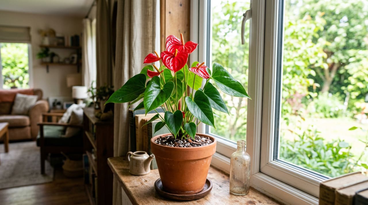 A luminosidade funciona como um despertador para o antúrio entrar na fase de floração.