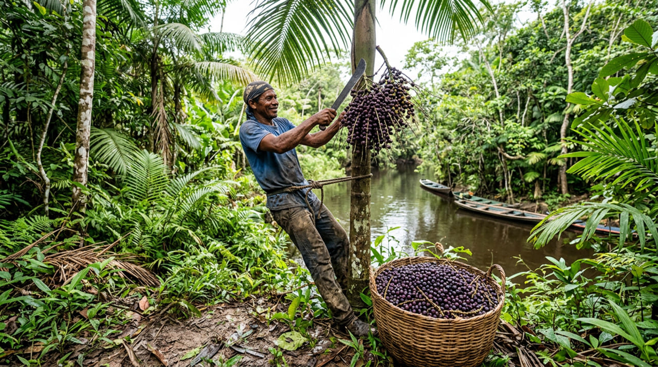 Aquele roxo quase preto do açaí vem de pigmentos naturais chamados antocianinas, também presentes em mirtilo, uva roxa e jabuticaba.