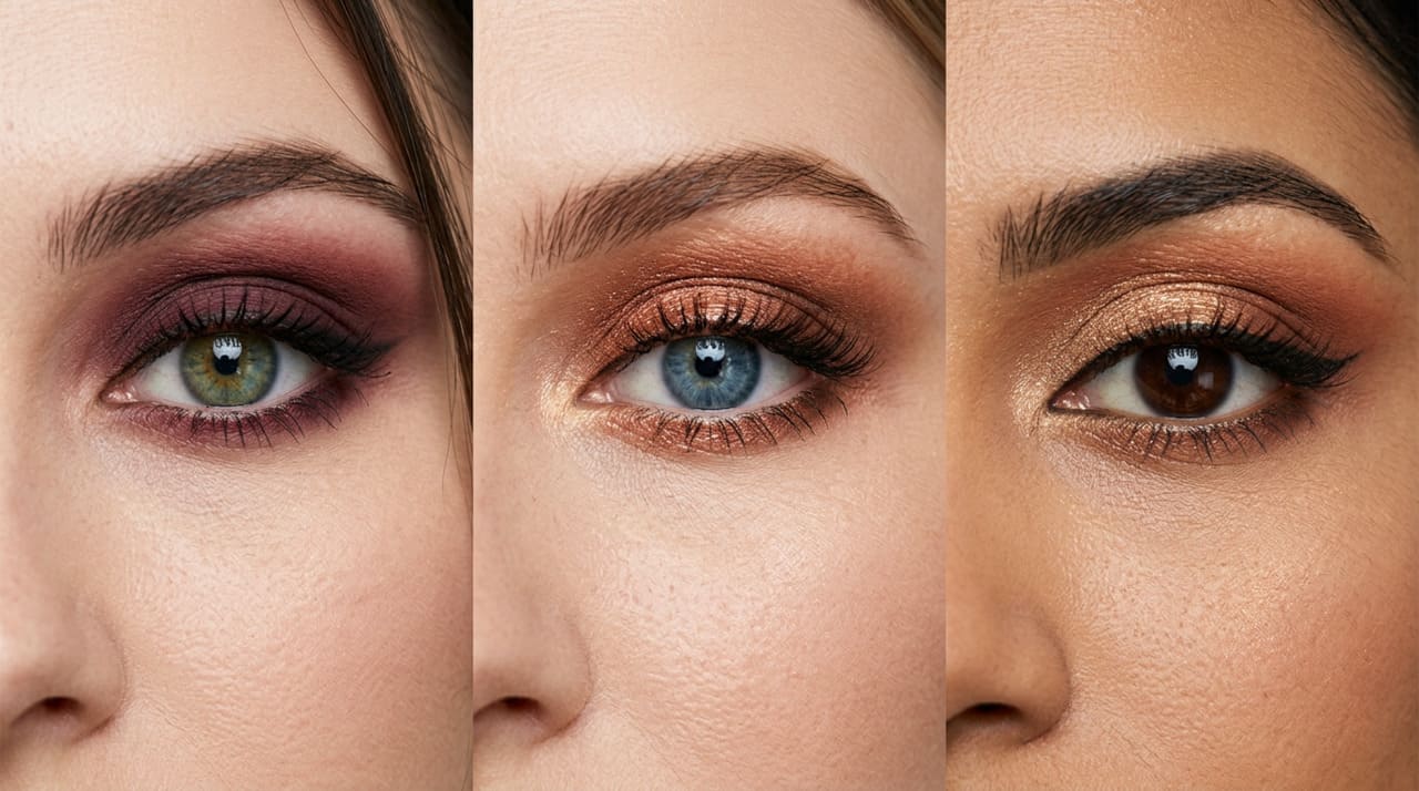 A tonalidade dos olhos serve como referência para pensar em contraste ou suavidade.