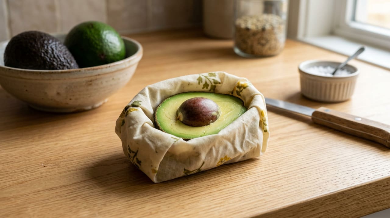 Coloque o envoltório sobre o recipiente ou alimento e pressione com as mãos por alguns segundos.