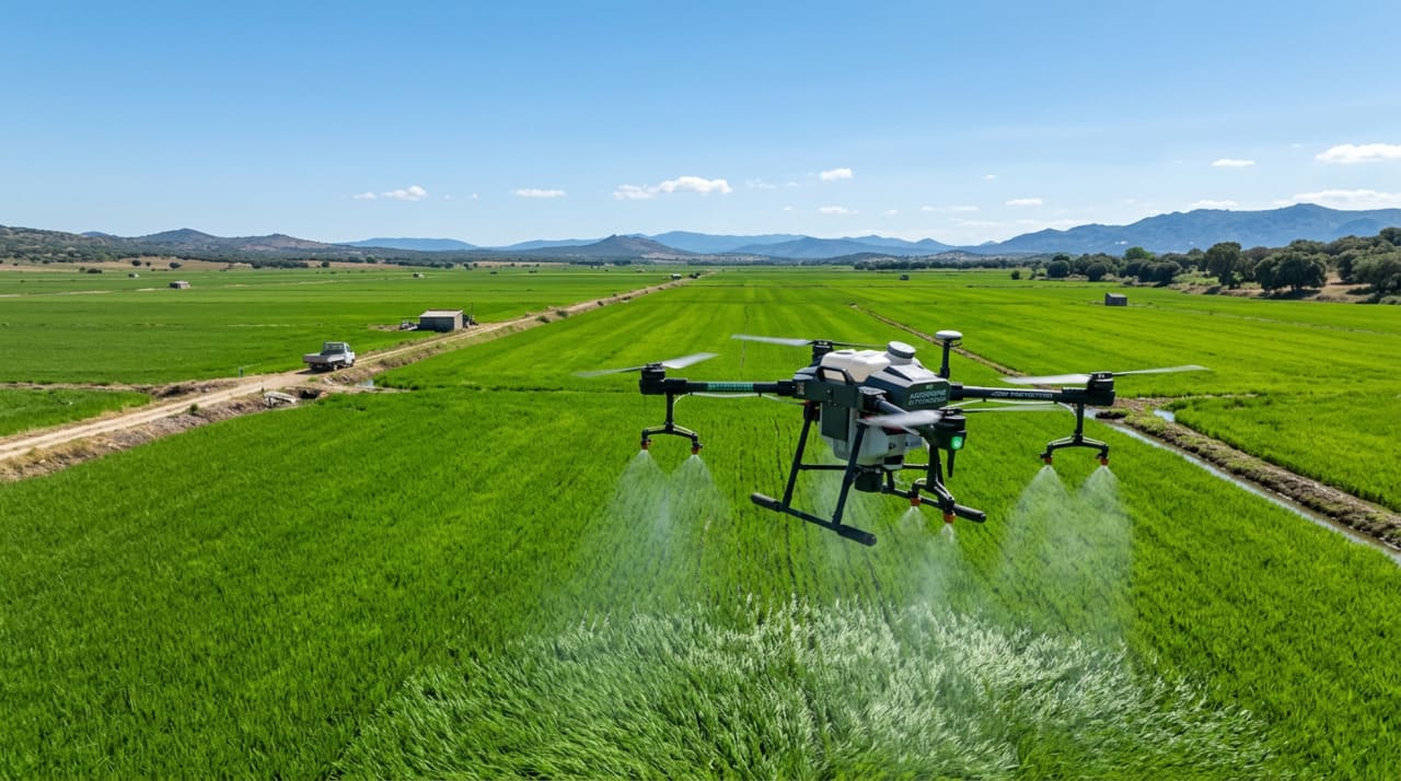 A utilização de dispositivos aéreos em Extremadura permite uma cobertura completa de dezenas de milhares de hectares em um tempo recorde para o produtor