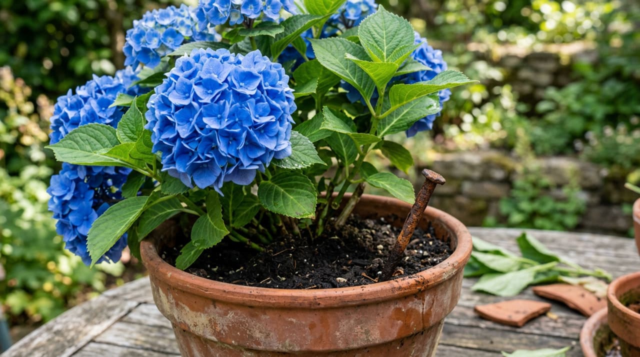 A prática de inserir pequenos pedaços de ferro velho na terra atua diretamente na liberação gradual de nutrientes essenciais para a floração.