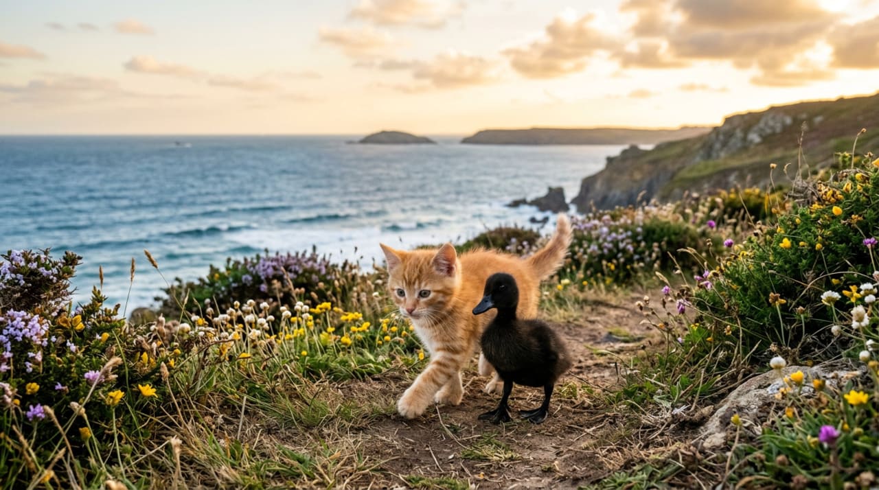 De acordo com relatos, o patinho segue o gatinho por todos os lados, mantendo uma distância curta, porém constante